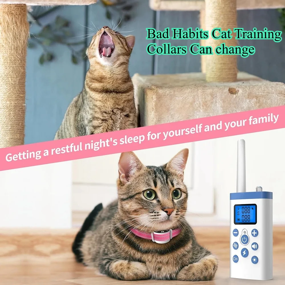 Cat Stop Meowing Collar Remote Control/Automatic Two-in-one Anti-Meow Training Collar Shock Collar with Remote