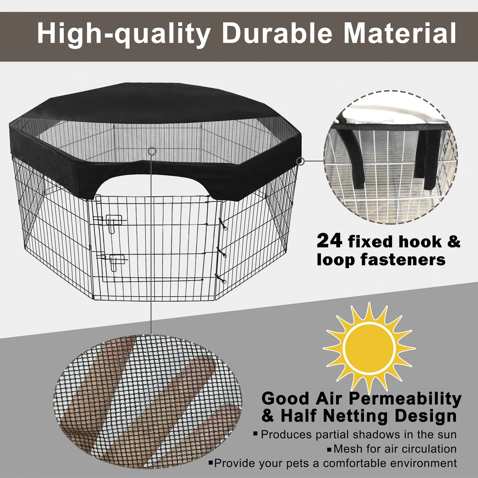 Dog Cage Top Cover 24 Inch Heavy Duty Dog Cage Protective Cover Waterproof Sunproof Pet Kennel Top Breathable Mesh