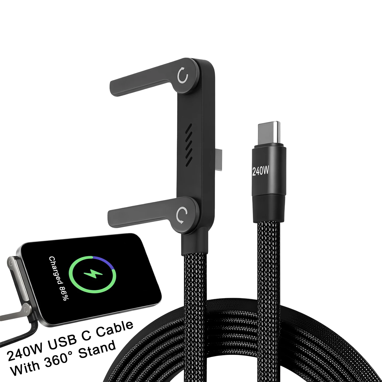 240W 2-in-1 Stand Charging Cable | Phone Holder Integrated thumbnail 4
