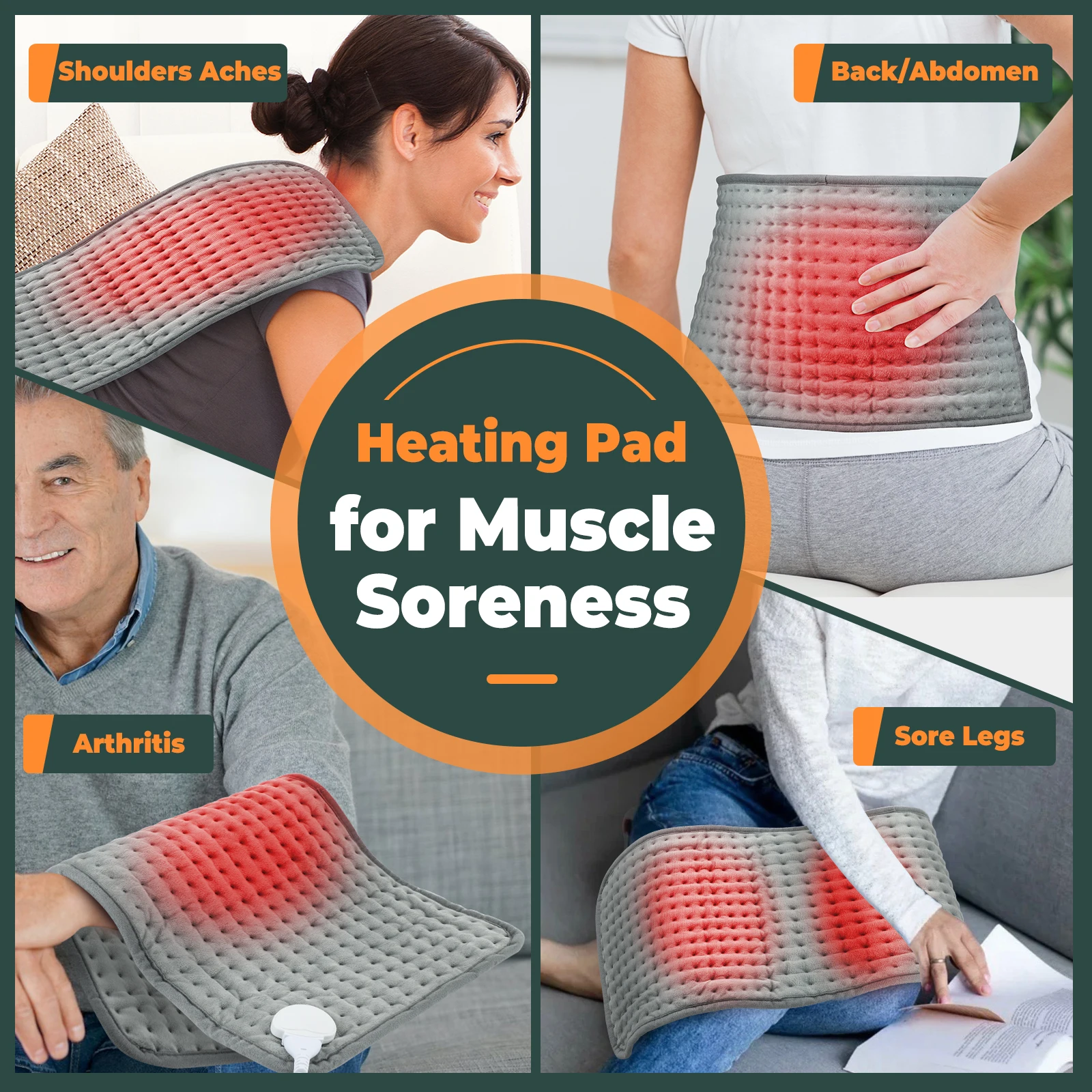 60x30cm Electric Heating Pad Massager Therapy Physiotherapy Back Pain Relief Shawl Cover Leg Winter Warmer Blanket Thermal Mat 5
