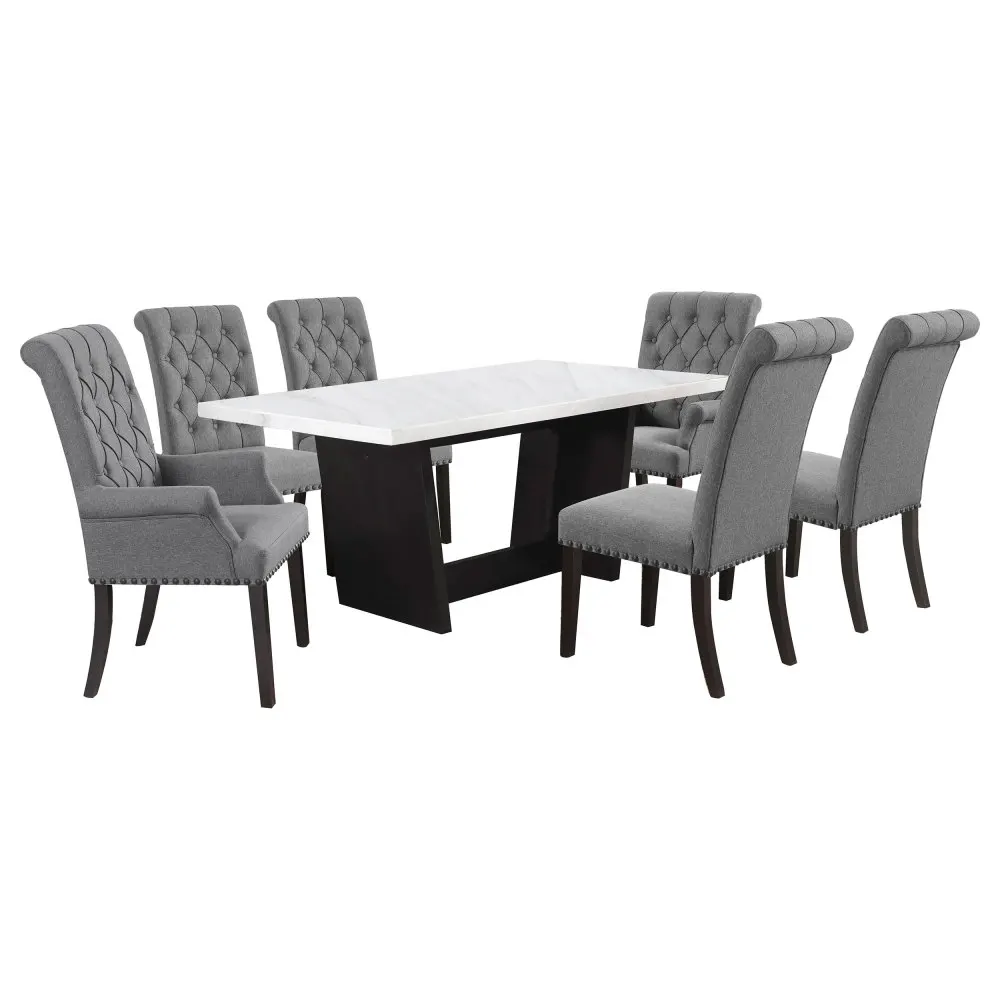 Gather Grey 7-piece Marble Top Rectangular Dining Table Set Gather Grey 7-piece Marble Top Rectangular Dining Table Set
