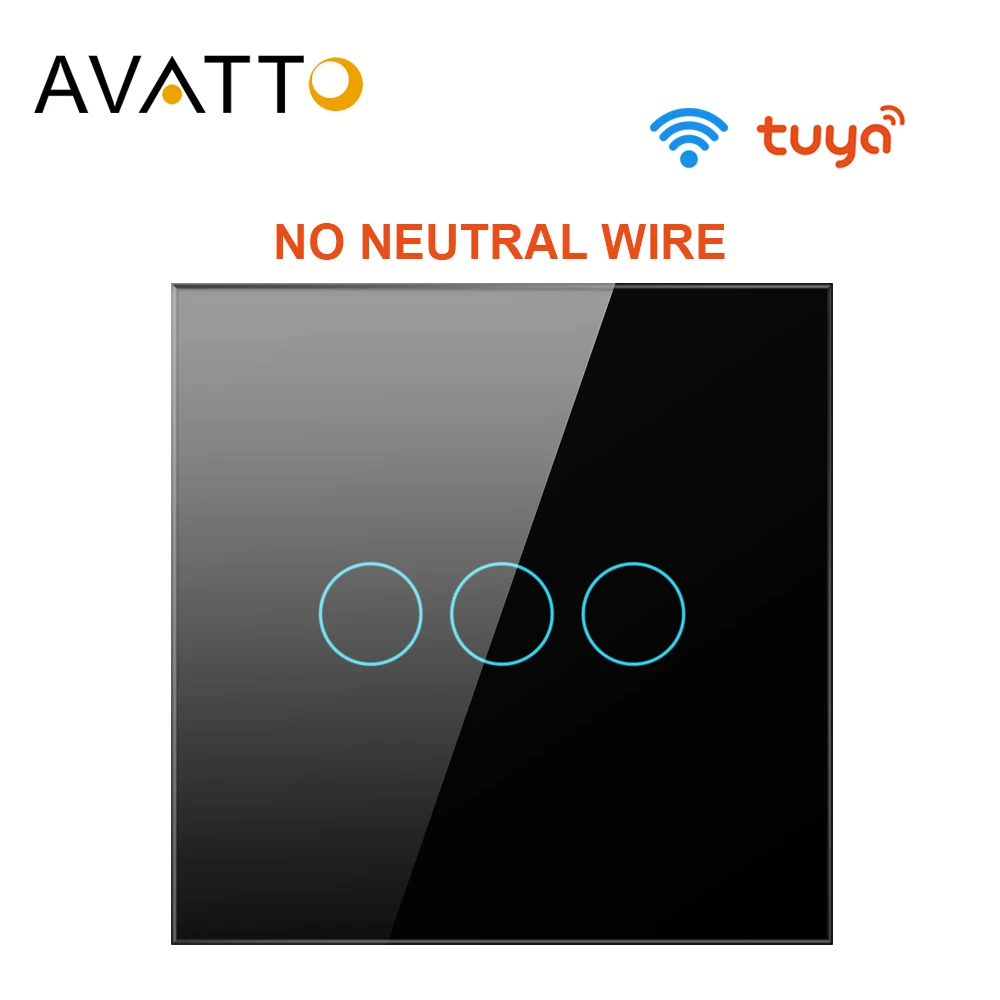 AVATTO Tuya EU WiFi Touch Switch No Neutral Wire Required Smart Light