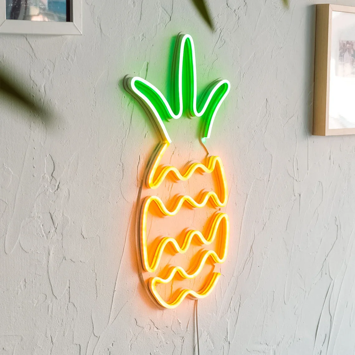Insegna LED A Forma Di Casa Con Ananas - Luce Da Parete Dimmerabile Per Cameretta