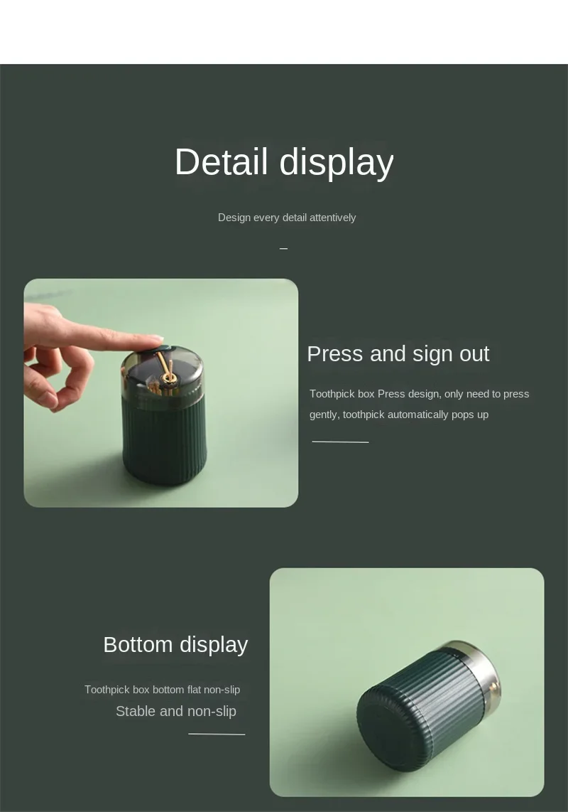 Pop-up Automatic Toothpick Dispenser Portable Plastic Toothpick Holder Container Creative Press Toothpick Storage Box Organizer