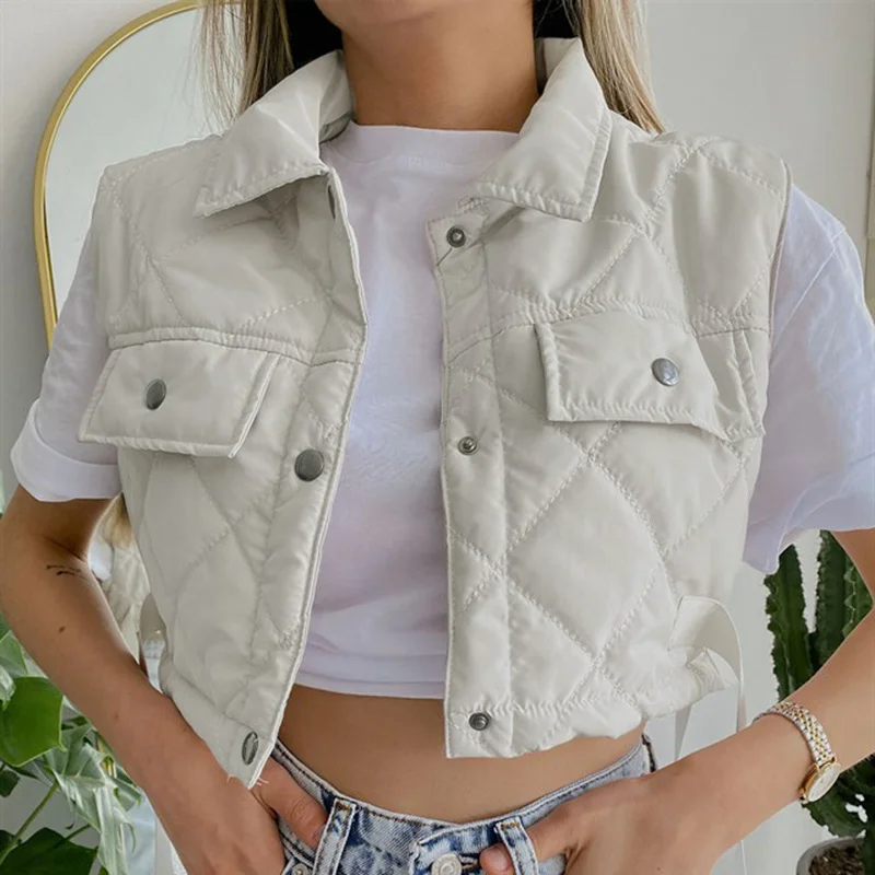 

Vest Women White Sleeveless Jacket 2023 Autumn Fashion Waistcoat Streetwear Tops Black Vest Winter Vest Streetwear Outerwear