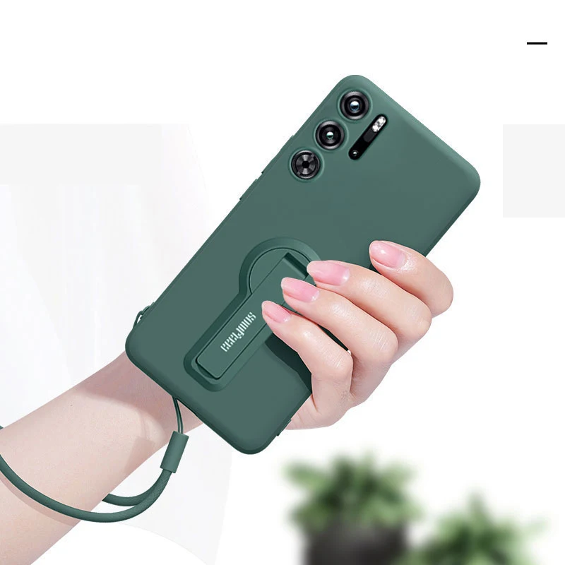 Shockproof Silicone Phone Case with Holder and Screen Protector - Soft Cover