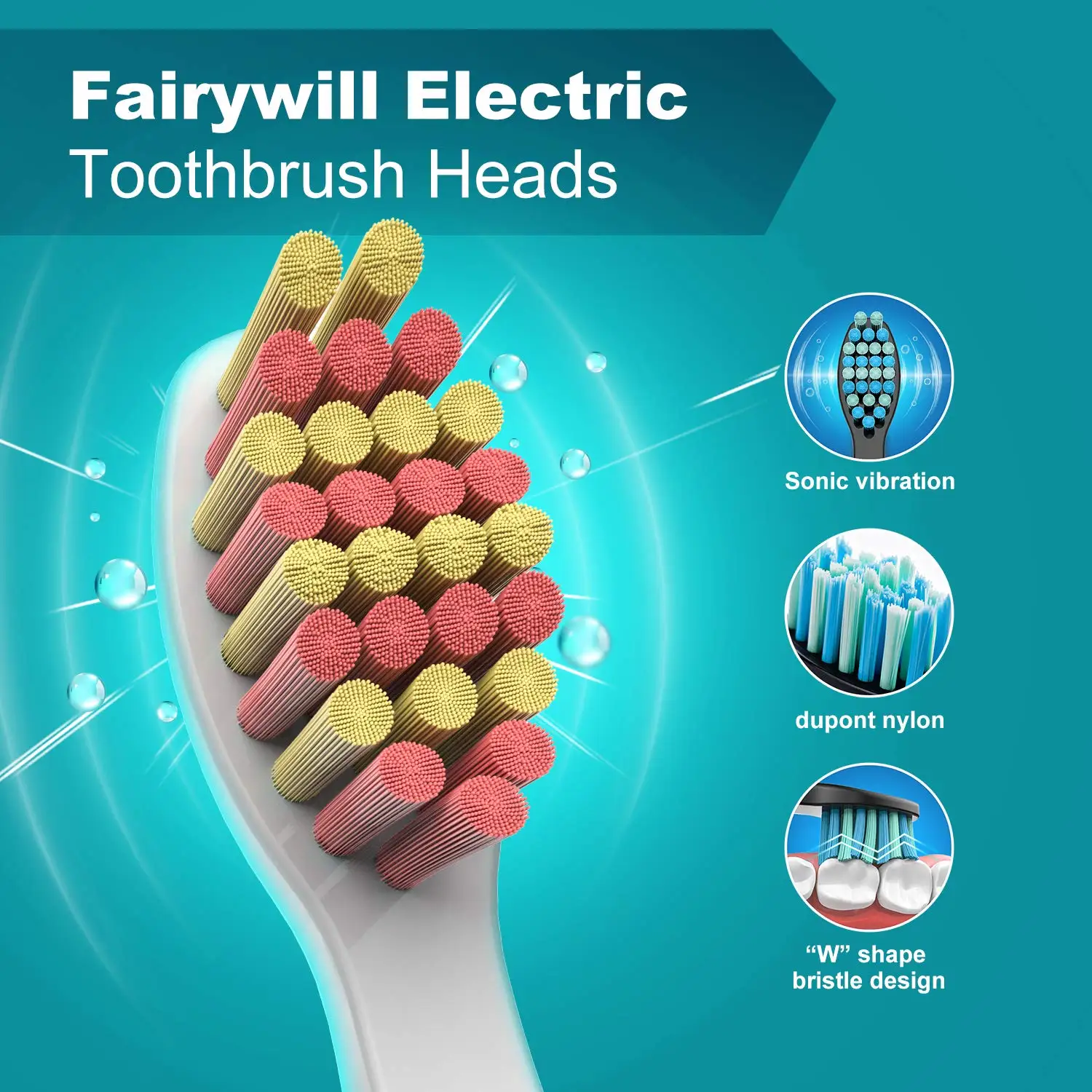 Fairywill Interdental Toothbrush Heads Electric Toothbrush Replacement Sonic for FW-507 FW-508 FW-917 FW-959