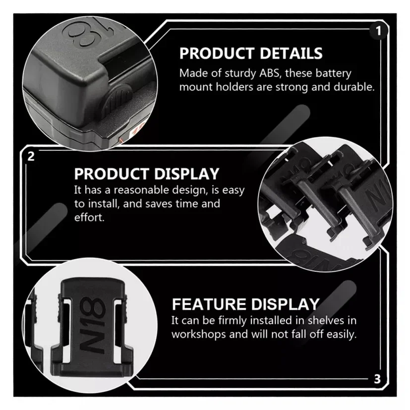 5PCS Kunststoff Batterie Lagerung Fall Halter Rack für Makita/Bosch/Dewalt/Milwaukee 18V Li-Ion Geräte maschine Bohrer batterie Halter – Detail 9