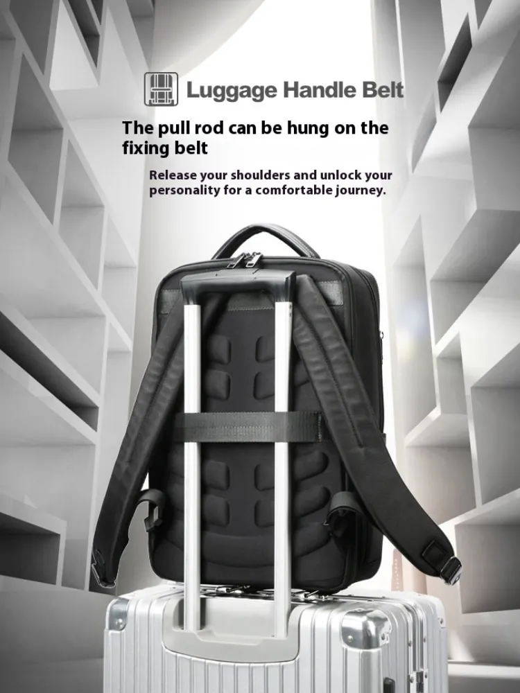 BOPAI Business backpack; Leather backpack; Multi-functional backpack; The first layer of cowhide backpack; Commuting backpack; L 6