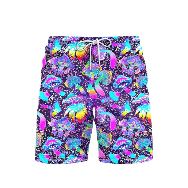 Fantasy Mushrooms 3D Print Beach Short For Men's Hip Hop Street Shorts Harajuku Personality Fashion Colorful Pattern Plant Pants 3