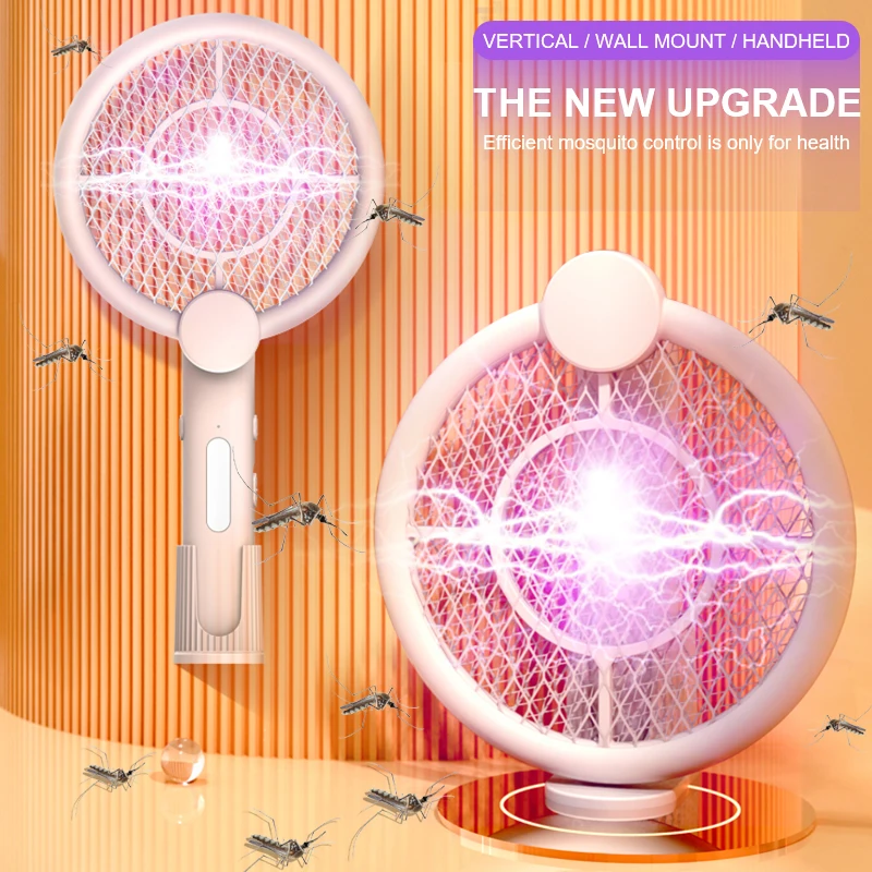 

2 In 1 Mosquito Killer Racket Electric Mosquito Killer Lamp Folding Rechargeable Mosquito Swatter Killer Bug Zapper Repellent