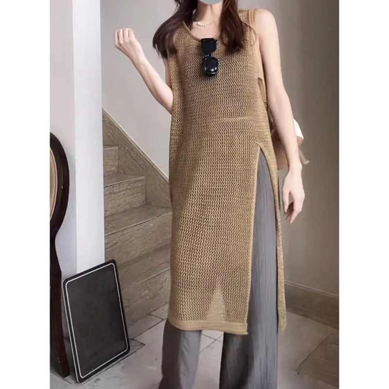 Sleeveless O Neck Women Blouse Summer Casual Knitted Top