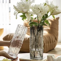 Nordic Minimalist Wind Glacier Vase Glass Transparent Flower Arrangement Rose Flower Living Room Dining Table Decoration Bottle 1