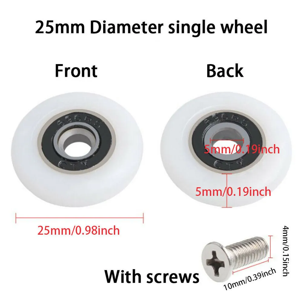 8 stücke Dusch tür rollen Dusch abtrennungen Duschkabinen Dampf kabinen gehäuse Schiebetür räder 19mm/23mm/25mm