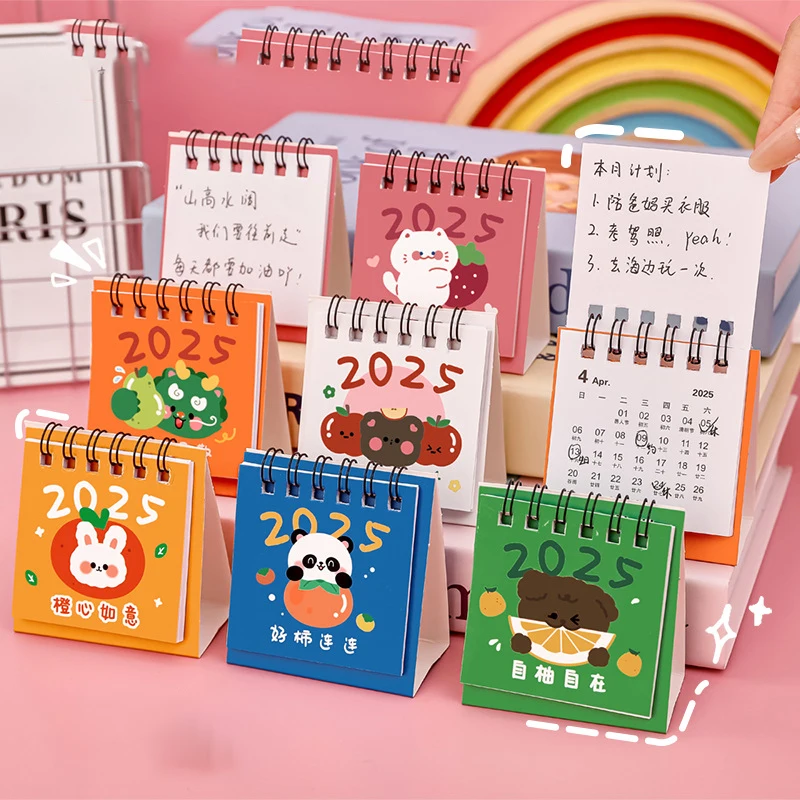 Desk Calendar .7-.12 Kawaii Mini Calendar Books Cartoon Standing Flip To Do List Daily Monthly Yearly Planner