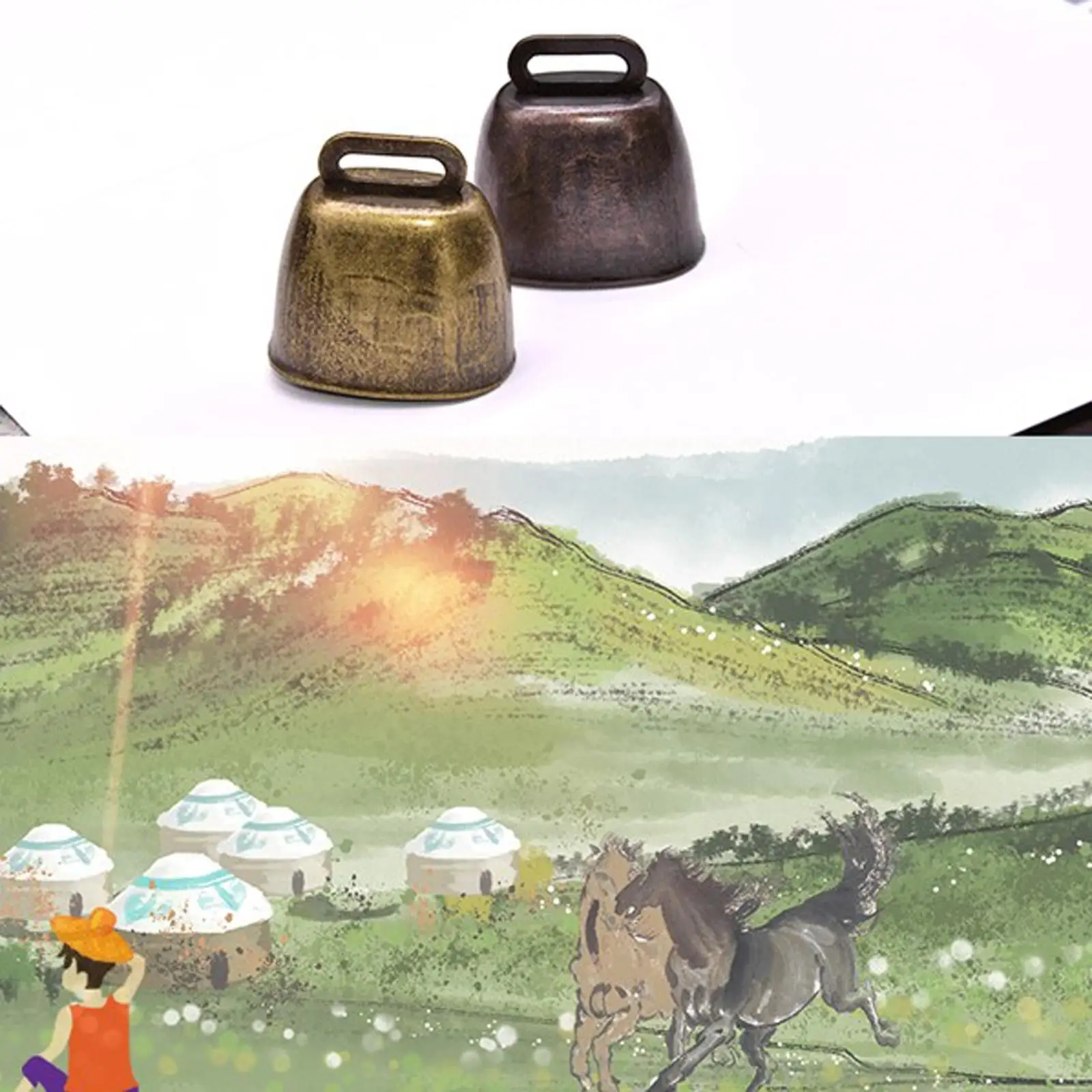 2Pcs Metal Cattle Bells cowbells for sporting events Sheep bells Anti