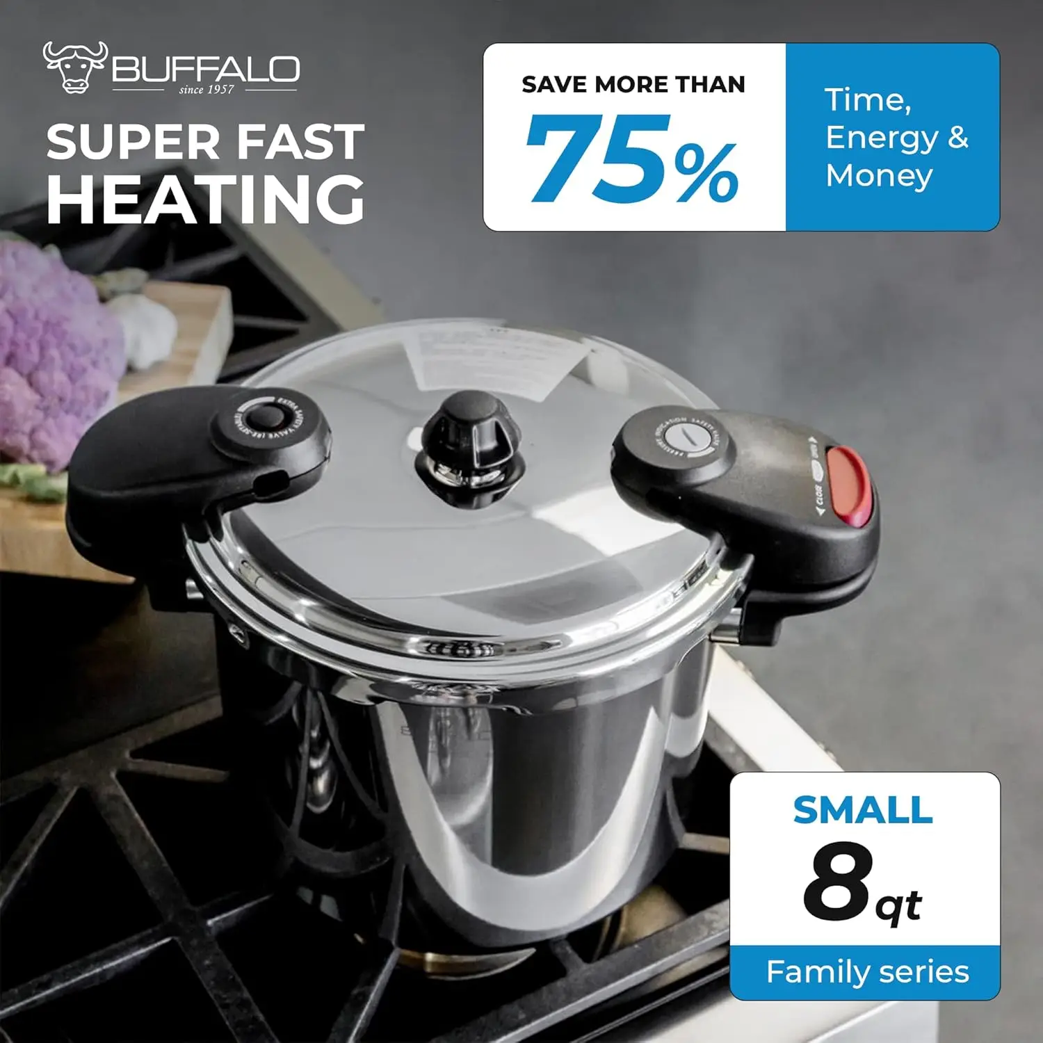 Pressure Cooker 8 Qt Stainless Steel - Small Canning Pot with Lid for Home, Commercial Use - Easy to Clean Stove Top 4