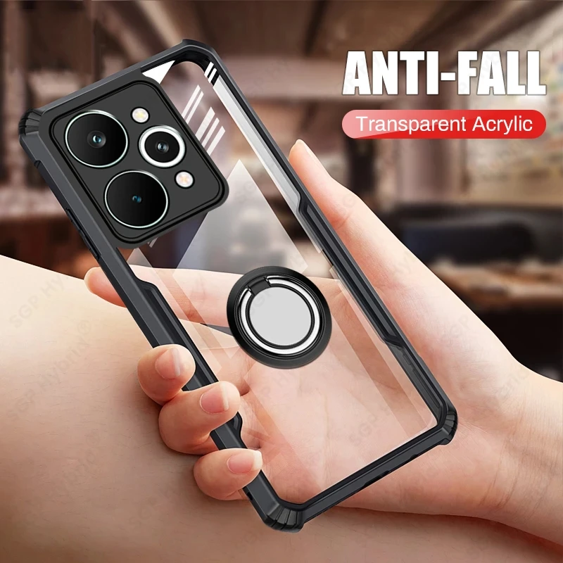 Acrylic Transparent Shockproof Case with Magnetic Ring Holder
