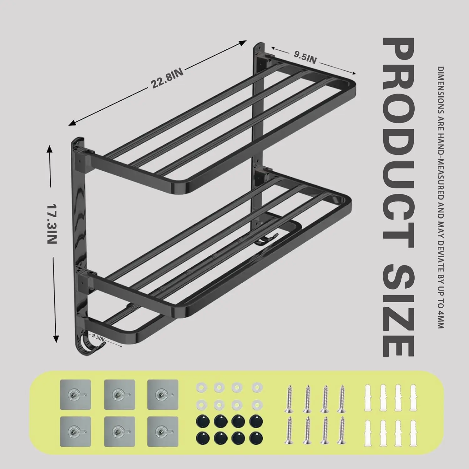 للحمام، رف مناشف مثبت على الحائط من 3 طبقات مع خطا...