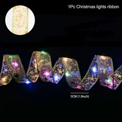 Festive Christmas Ribbon Fairy Light String - Holiday Home Decor Ornament & Gift - XS（old） (Gold color light)