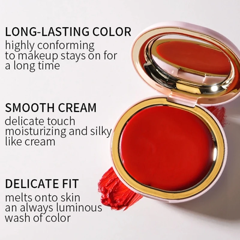 Powder Blusher Easy To Color 3D Natural Bare Lips Cheeks Combined Brighten Moisturize Facial Powder Blusher 6