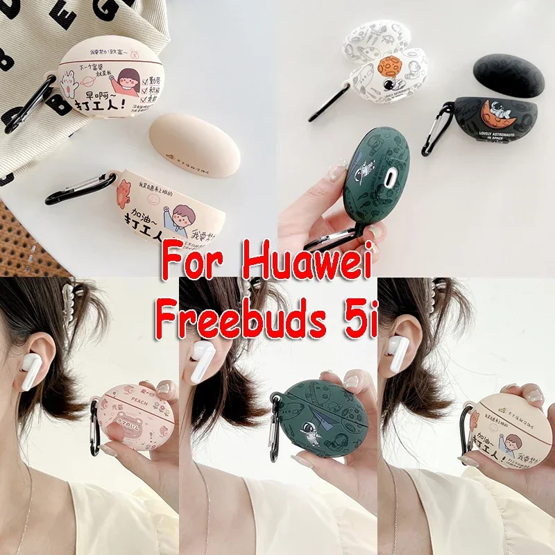 Fashion Cool Cartoon Cover Per Huawei Freebuds 5I Custodia Per Auricolari Huawei Buds 5I Funda Spaceman Cover Summer Peach Lemon
