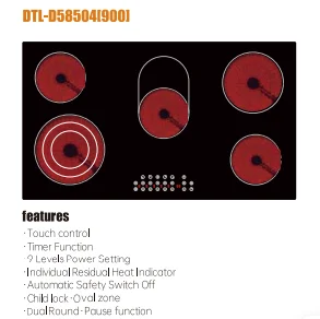 Compact and Efficient Five Burner Ceramic Cooktop Stove for Home Cooking