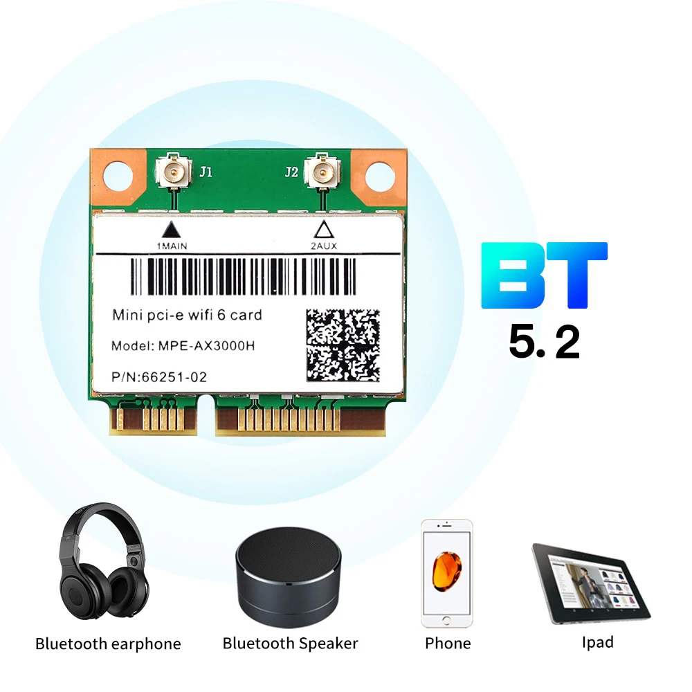 Cartão Wifi de Rede sem Fio de Banda Dupla Meio Mini Pci-e Bluetooth 5.2 802.11ax ac 2.4ghz 5ghz Mu-mimo 2974mbps Ax200 - Imagem 5