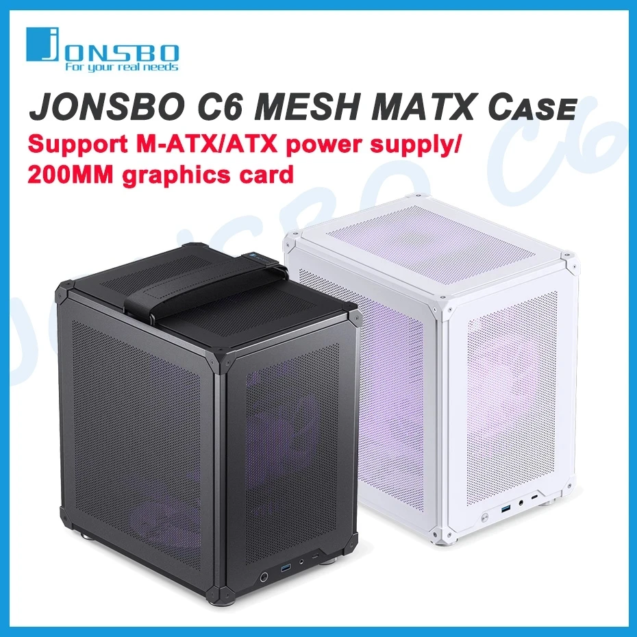 Jonsbo C6 Case Matx Itx Mesh Board Type-C Atx Power Supply 200-255Mm Scheda Video Desktop Office Small Chassis