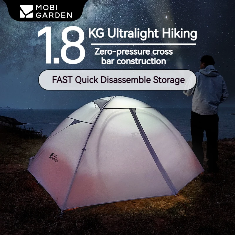 MOBI GARDEN Camping Ultralight Tent 1/2/3 Person Hiking Quick Open