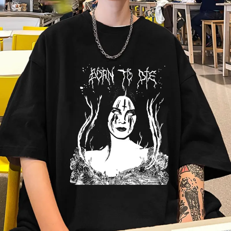 

Lana Hell Rey Born To Die T-shirt Men Women's Hip Hop Fashion Oversized Short Sleeves Tee Shirts Fashion Casual Cotton T Shirt