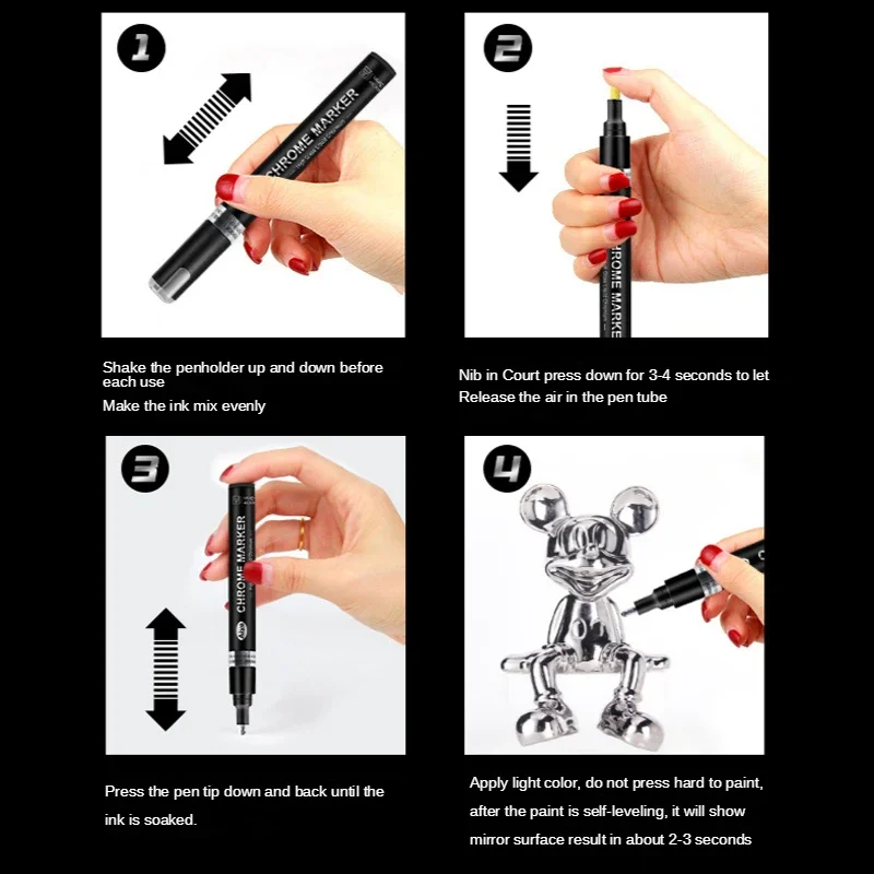 1Pcs Chrome Mirror Marker Silver Marker Liquid Pen for Cards Posters Rock Mugs Ceramic Glass Metallic Craftwork Paint Pen mirror marker pens paint marker pen paint pen art marker pen