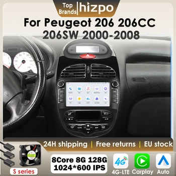 Hizpo 7 pulgadas 2Din Android Radio de coche para Peugeot 206 206CC 206SW 2000-2008 reproductor Multimedia navegación GPS Carplay 4G DSP RDS BT 1