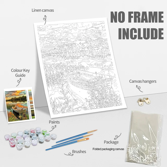 GatyzQuantité-Cadre de peinture par numéros pour adultes, kits de fleurs, cadeau de bricolage, gérer le dessin par numéros, paysage pour la décoration intérieure 5