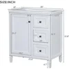 30" Bathroom Vanity with Sink,Freestanding Bathroom Vanity and Basin Sink Combo with Three Drawers and Two Door Shelves, (White) 3