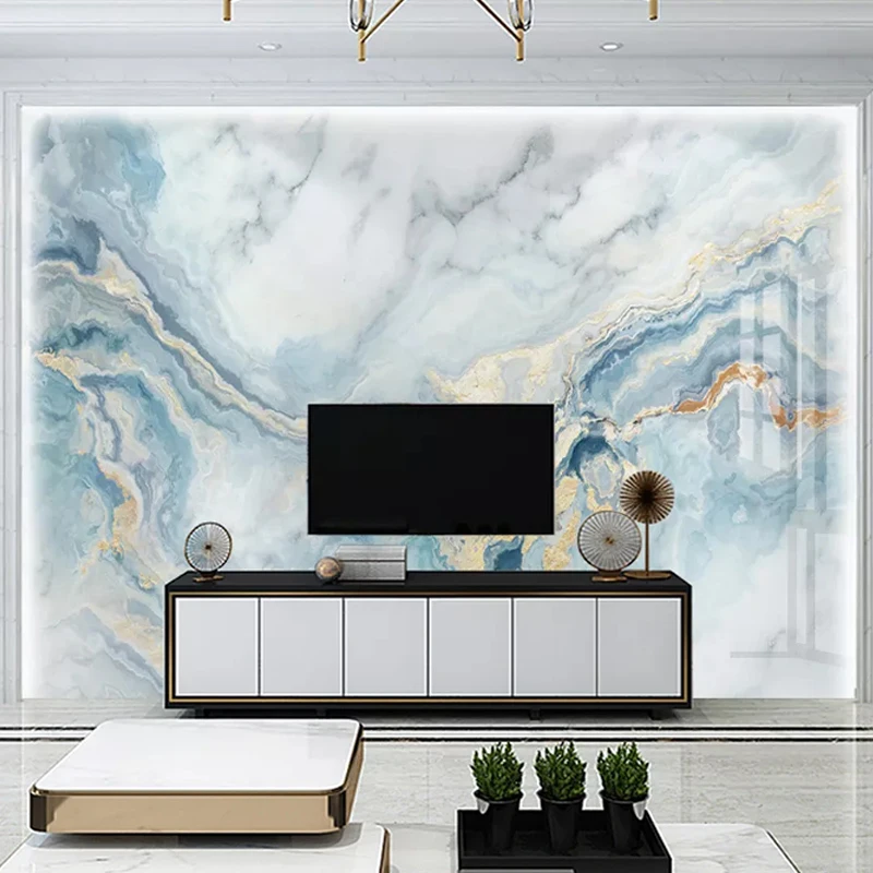 Custom Photo Wallpaper 3D Blue Marble Luxury Home Decor Murals Living Room TV Sofa Bedroom Background Wall Painting 3D Wallpaper