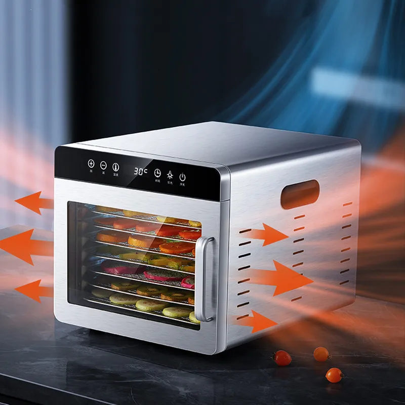 8 Layer Food dehydrator Food Dry Dryer Machine 304 Stainless Steel Air Fryer Commercial Household Pet Snacks Silver Drying