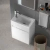 16"Small Bathroom Vanity Wall Mounted,White Small Bathroom Vanity with Ceramic Sink,Bathroom Vanity,Chrome Faucet P-Trap Include 4