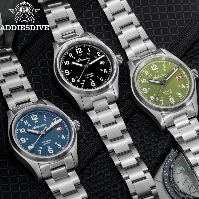 ADDIESDIVE Men's Watch Stainless Steel Super Luminous Waterproof 200M Sapphire Automatic Mechanical Watches AD2070 Reloj Hombre