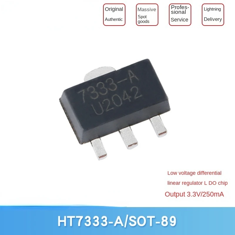 

HT7333-A SOT-89 output 3.3V/250mA low dropout linear regulator LDO chip (5pcs)