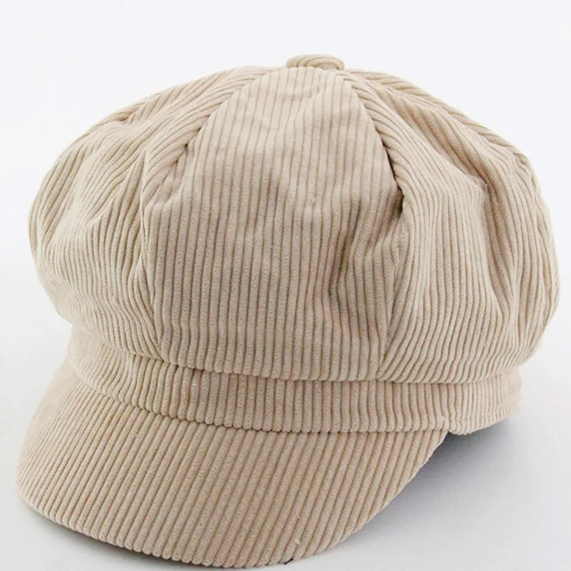 Cotton Newsboy Cap MAXSITI U Corduroy Anise Newsboy Cap Women Vintage Literary Snapback Octagonal Hat Spring Autumn Leisure Casquette Accessories