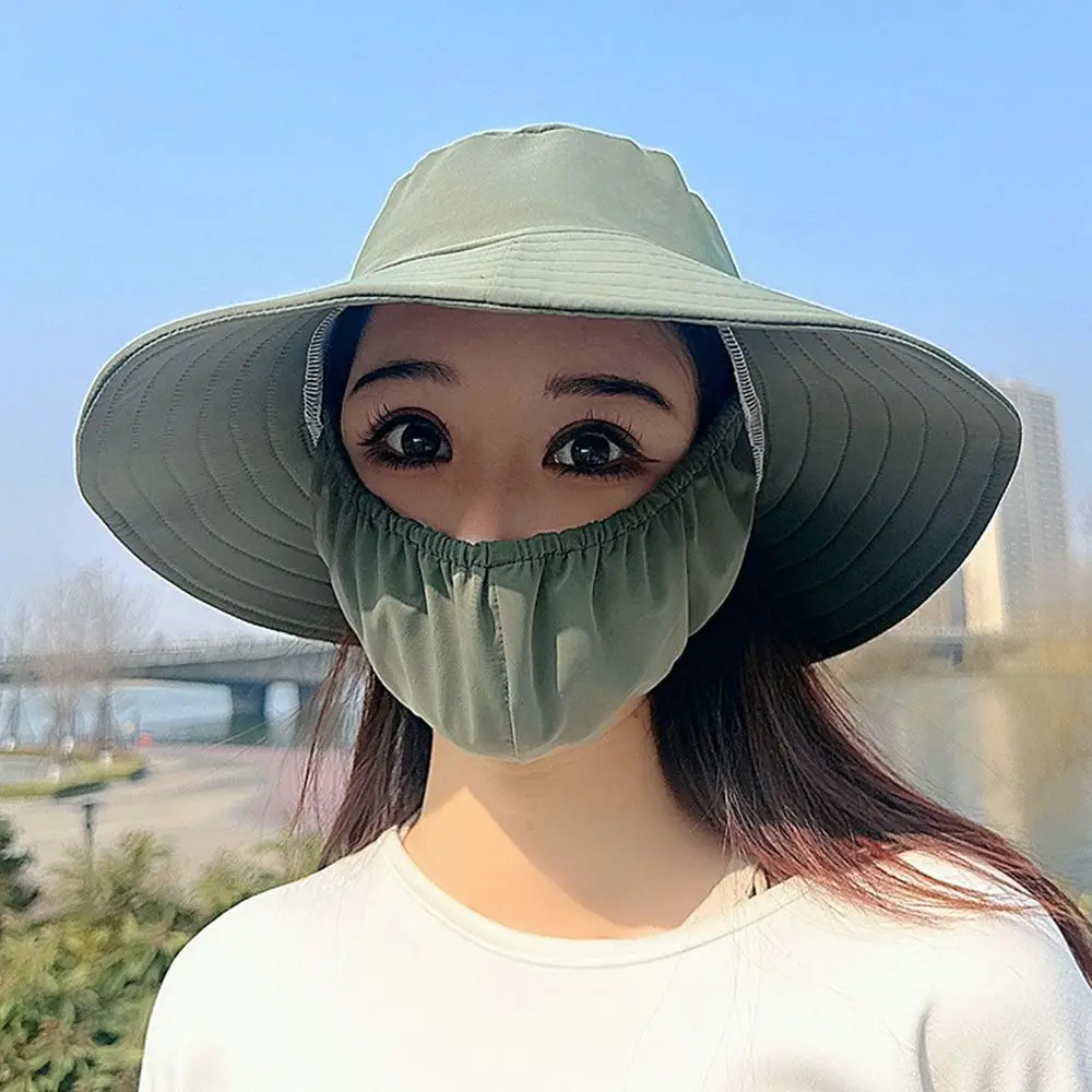 여성용 이어 플랩 태양 모자, 통기성 UV 차단, 야외 낚시 모자, 하이킹 사냥 얼굴 목 보호 커버