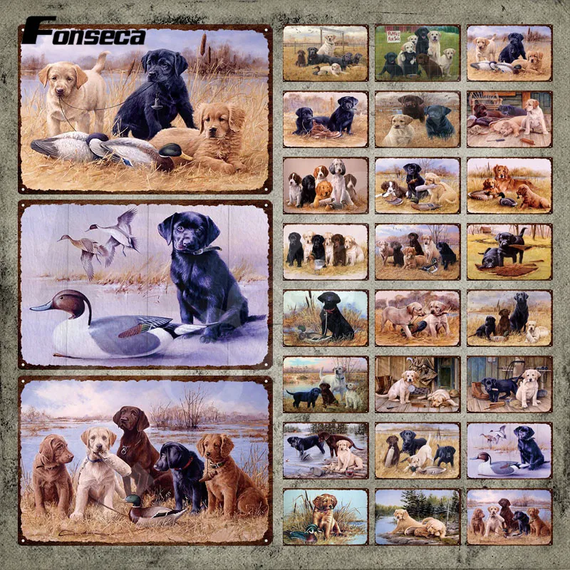 

Dogs Metal Sign Goose and Dog Group Tin Sign Animal Vintage Plaque Decorative Tin Plate Iron Painting for Farm Room Decoration