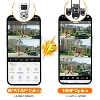 Caméra de sécurité 15MP avec protocole ICSEE, 3 écrans HD, suivi automatique, vision nocturne couleur, audio bidirectionnel, caméra CCTV WiFi extérieure 6