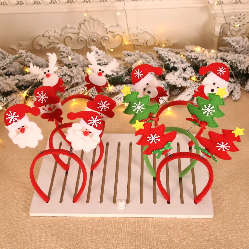 1Pc Christmas Headbands Snowflakes/Antlers/Christmas Tree Decorative Headwear Accessories Xmas Party Head Band Ornament Supplies