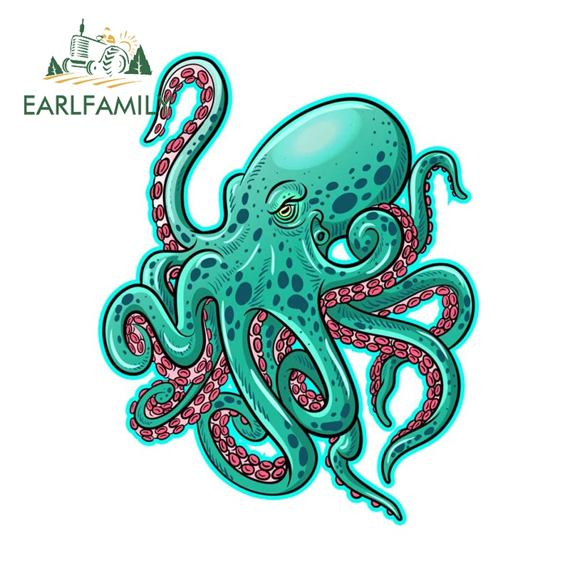 

EARLFAMILY 13 см x 10,5 см для осьминога Автомобильная наклейка креативная искусственная Защита от царапин на лобовое стекло шлем Защита двери автомобиля