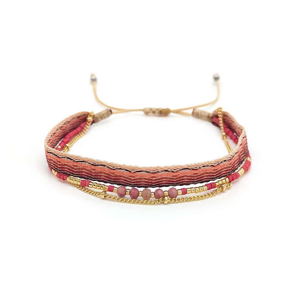 Traditional Purnama weaving Bracelet Artisanal Columbian Bracelet, Mixed color Rope Chain