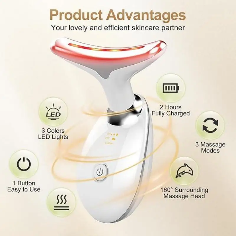 3 in 1 Face and Neck Massager Portable Micro Current Facial Beauty Device with Smart Vibration Skin Care Tool for Neck Firming 2