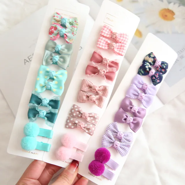 5/10Pcs Bowknot Baby Girl Hairpins Cute Floral Plaid Dot Children Hair Clips Baby Hairpin Kids Barrettes Baby Hair Accessories 4