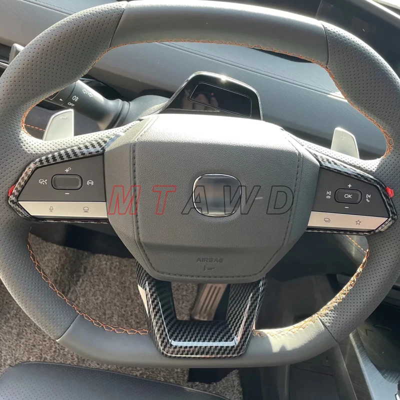 

For Changan UNI-V UNIV Accessory 2022 2023 2024 Carbon ABS Car Steering Wheel Switch Button Panel Frame Cover Protector Trim